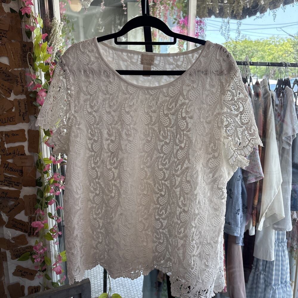 Women’s Chico Laced Overlay Blouse Size 3